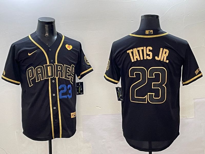 Men San Diego Padres 23 Tatis jr Black Gold Game 2025 Nike MLB Jersey style 9